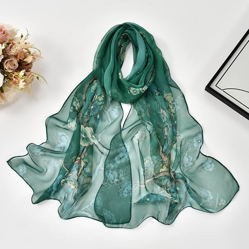 - Fashion Georgette Sunscreen Silk Scarf Beach Scarf Long Women'S Decorative Thin Silk Scarf Scarf
