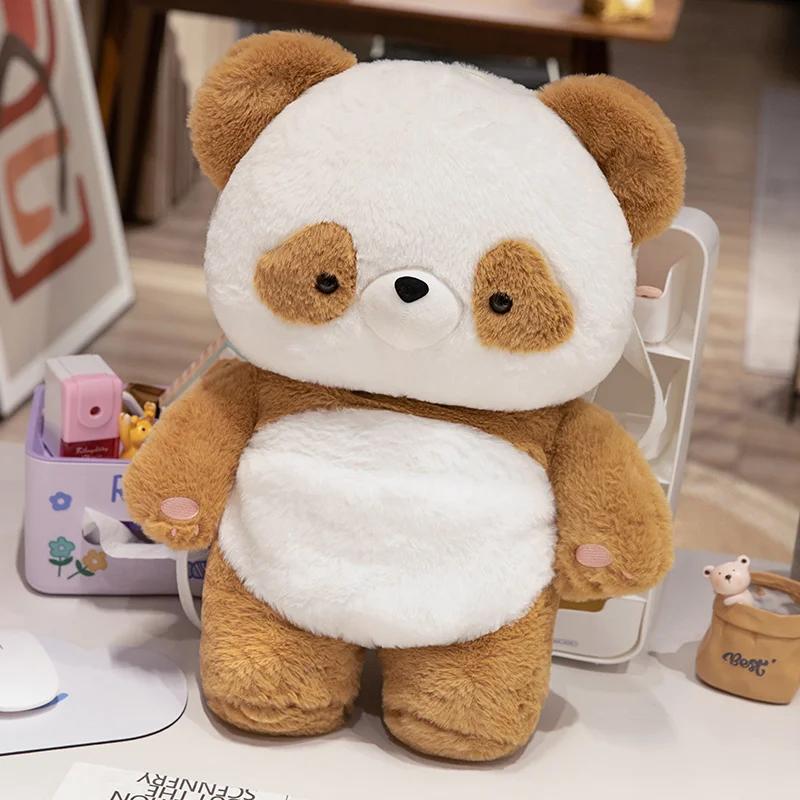MyRytanda Panda Plush Bags Cartoon Adorable Cat Backpacks Children Fluffy School Bags Cute And Charming Animals Shoulder Bags Children Gifts