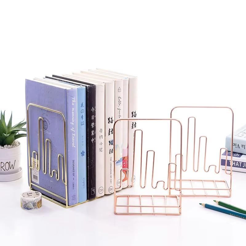 A Pair Iron Love Shaped Book Stand Study Accessories Book Storage Rack Holder Bookends For Office Home School Organizer Supplies