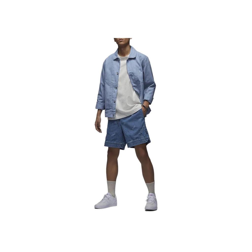 Jordan Air Letter Print Lace-Up Casual Denim Shorts Men Bottoms Blue Grey FN4652-436