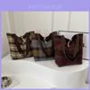2024 New Korean Style Large Capacity Plaid Tote Bag Woolen Fabric Street Fashion Underarm Bag