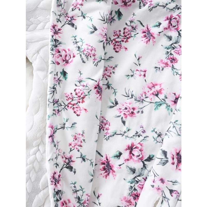 Adorable Floral Hooded Baby Girl Romper with Bunny Ears - Long Sleeve, Single-Breasted, Polyester Blend,Machine Washable - Perfect for Spring & Autumn