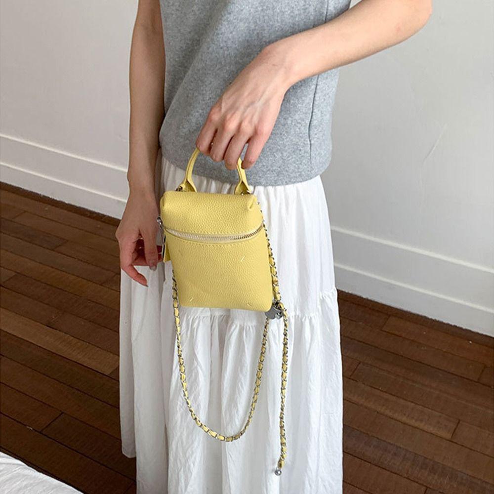 Small Leather Square Bag Solid Color Women’s Handbag Fashion Single Shoulder Bag  Lady