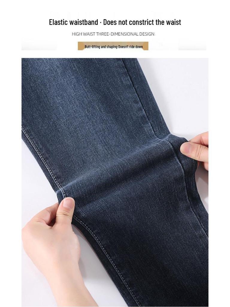 Damen Plus Size Jeans mit Fleece-Futter und hohem Bund mit elastischem Bund - Lässig, Locker und Schlankmachend