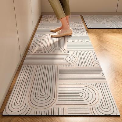 Light Luxury Simple Japanese Style Soft Kitchen Diatomite Floor Mat Super Anti-Slip Super Absorbent Easy-Care Mats Carpet