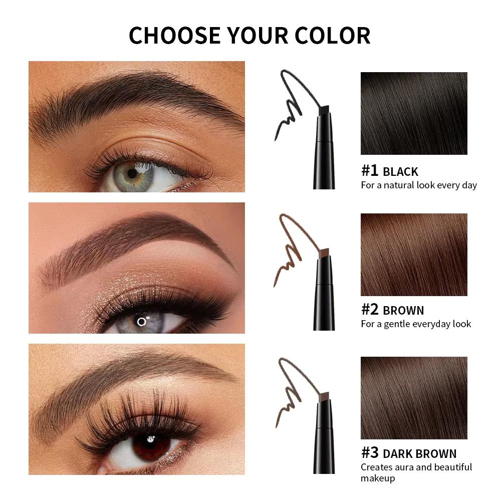 Lápiz de Cejas 2 en 1 Impermeable y Larga Duración Color Natural Forma de Cejas Contorno Preciso Punta de Lápiz en Forma Triangular Lápiz de Cejas
