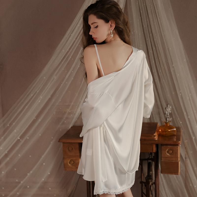 Women Sexy Lingerie Set Erotic Mesh Backless Suspender Nightgown Tie Up Outer Robe Porn Underwear Sex Costumes