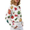 Women's Christmas Print Crewneck Long Sleeve Sweater for Fall Winter Casual Wear