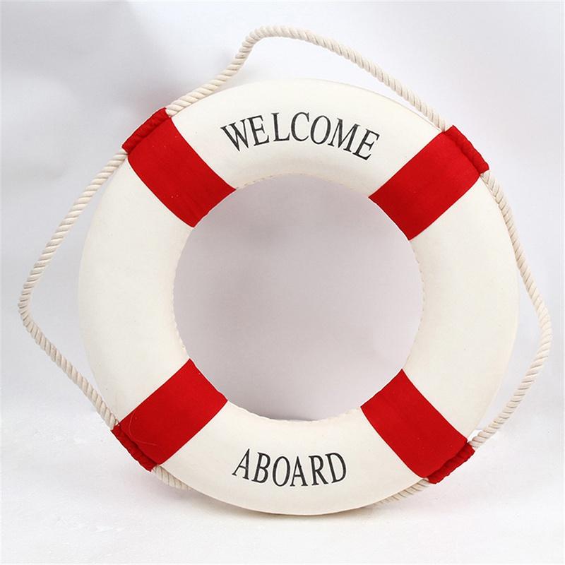 Nautical Style Welcome Decorative Red Blue Life Buoy Shape Home Marine Beach Wall Decoration Life Buoy Crafts Living Room Decoration