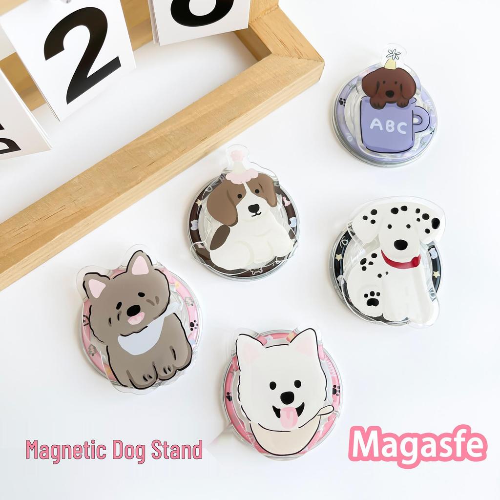 Cartoon Puppy Magnetic Phone Holder – Retractable Desktop Acrylic Stand
