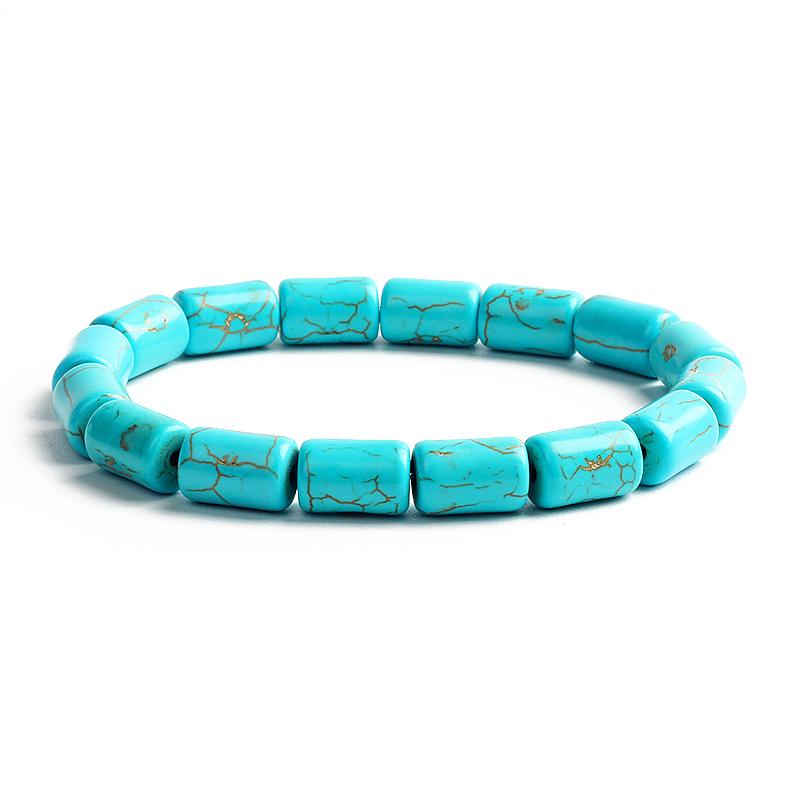 Bohemian Turquoises Beads Bracelets for Women Reiki Nature Stone Cube Cylinder Irregular Bracelets Healing Healthcare Jewelry