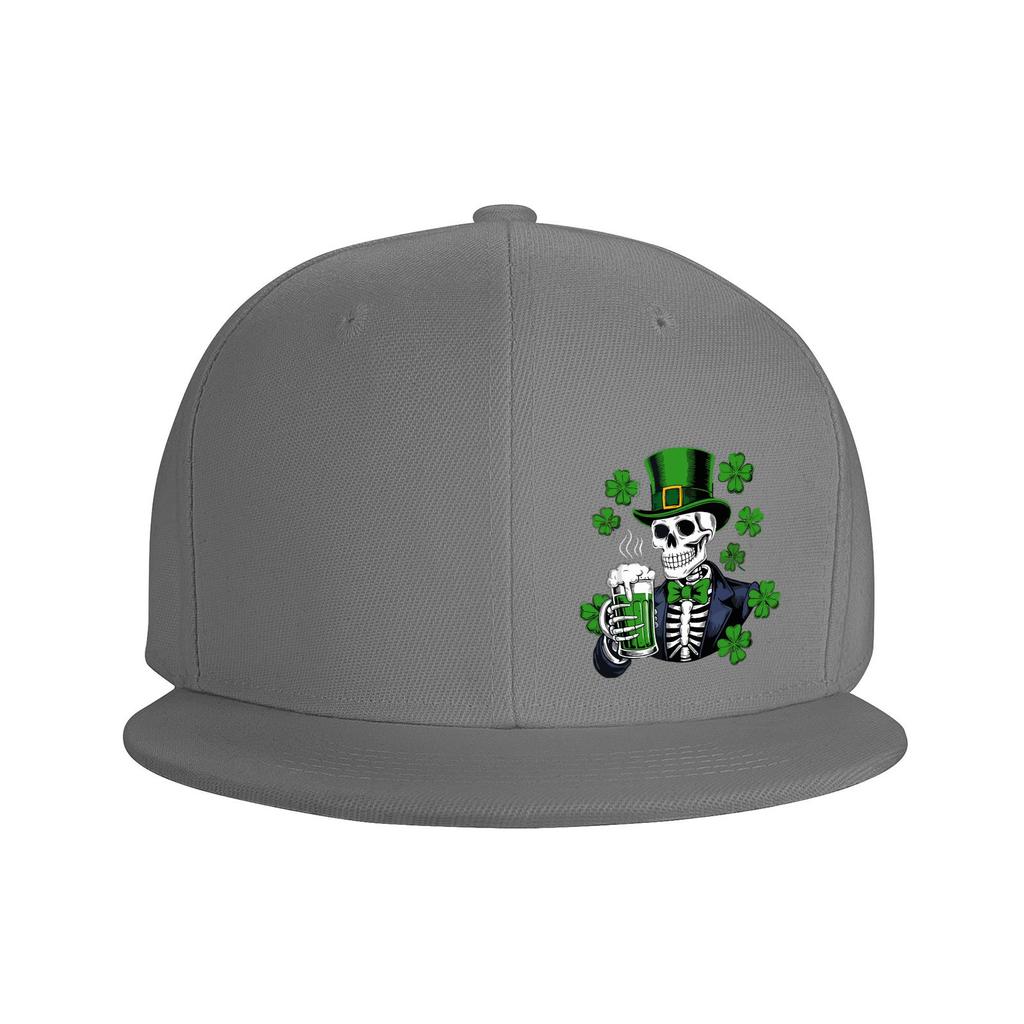 Skeleton Leprechaun Drinking Beer St Patricks Day Snapback Cap Adjustable Baseball Hat for Adults