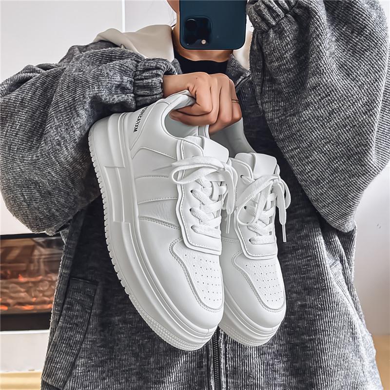 

Мужская мода, повседневная низкая обувь для скейтбординга, удобные кроссовки для мальчиков, студенты, трендовая мягкая подошва, классическая дышащая нескользящая спортивная обувь 44 белый