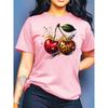 Summer  Round Neck Top Fashion Casual Loose Apple Print Simple Versatile T-Shirt Women Clothes