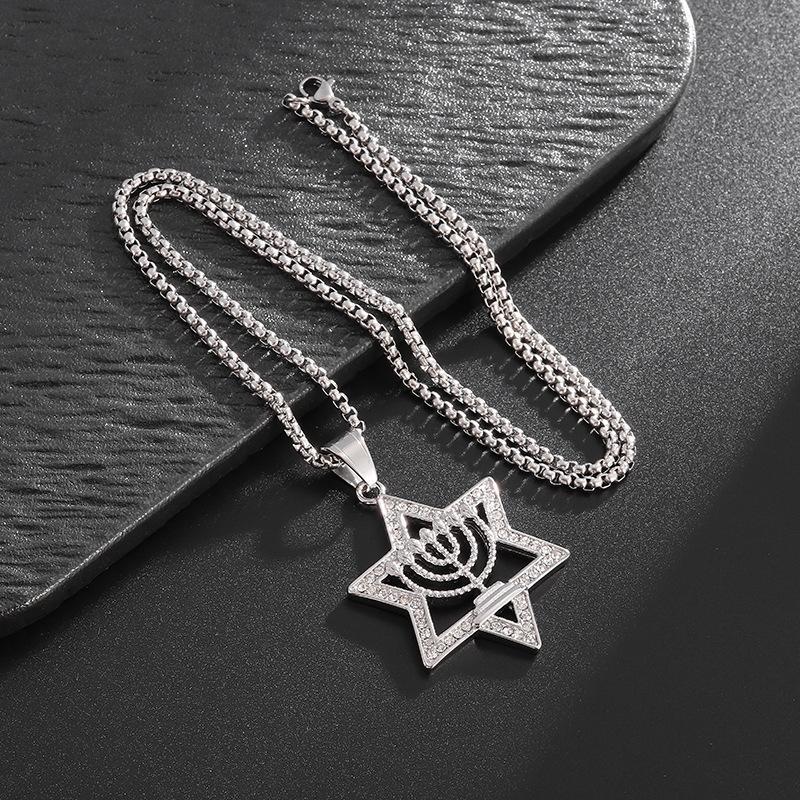Sparkly Star of David Pendant Necklace Lconic Cultural Heritage Jewelry Accessories