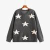 Plus Size Women's Star Embroidered Color Block Sweater - Winter 2025, Loose Knitwear for Chubby Girls