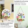 Hello Summer Wooden Door Sign with Bow Wreath 30cm Rustic Home Decor