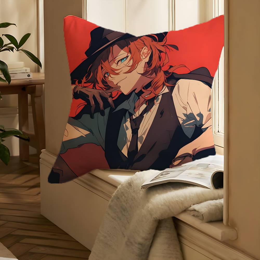 Cartoon B-Bungo Stray Dogs-MT Pillow Case Printing Pillowcase Living Room Sofa Cushion Cover Bedroom Room Decor