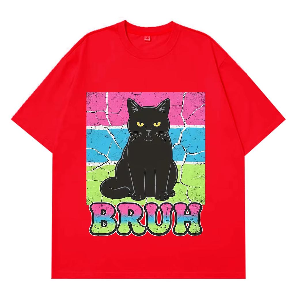 Summer Hot Sale Funny Cat Meme Tshirt Unisex Unisex Fashion Hip Hop Tshirt Shortsleeved Loose Casual Cotton Oversized Clothing