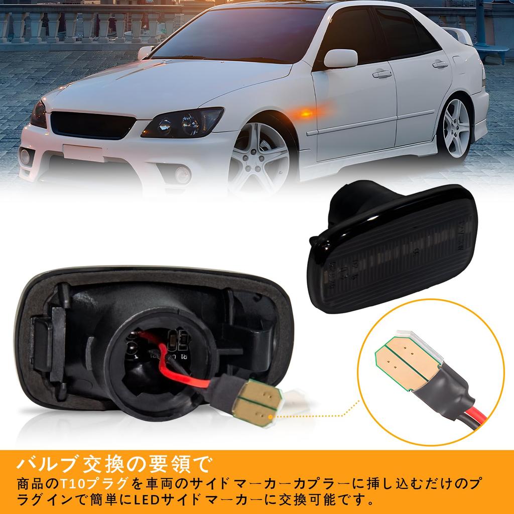 POPMOTORZ Prius NHW20 Side Marker Corolla Spacio 120 bB Funcargo 20 Flowing Side Turn Signal Mark 2 Brit 110 Series Land Cruiser 200 Series Toyota