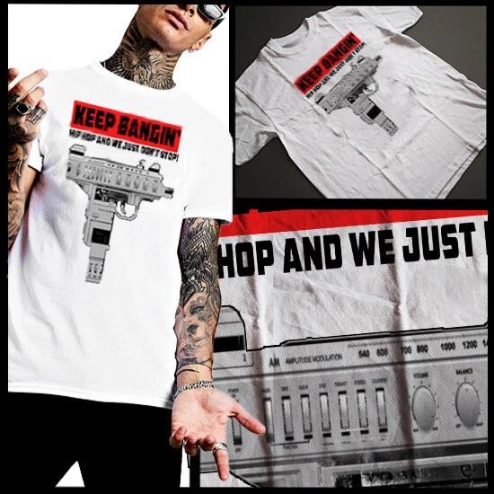 

Hip Hop Boom Box Uzi T-shirt 90s Underground Graffiti Rap Music Cotton Tee L