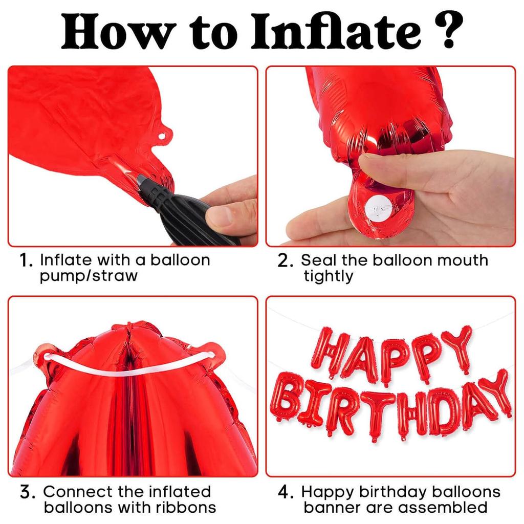 Bow Love Birthday Balloon Set Happy Birthday Balloon 32 Inch Love Aluminum Film Balloon Birthday Party Interior Decoration