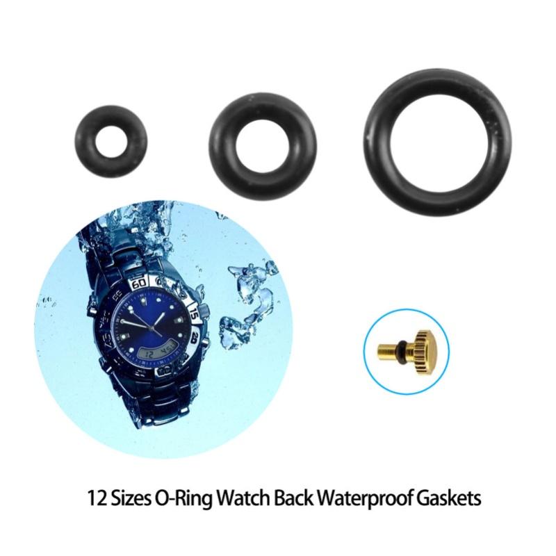 1.4-2.8mm 12 Sizes Rubber Rings Watches Gaskets Tiny Crown O Ring Box Set For Waterproof Seal