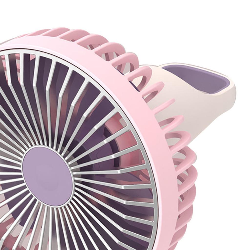 Desk Fan 3 Speed USB Charging Simple 1200mAh Quiet Portable Table Fan for Office Outdoor Home Pink