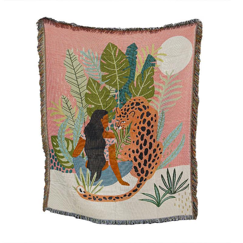 Versatile Ins-Style Line Illustration Blanket: Perfect for Camping, Casual Use, Naps, Throwing, Sofas, Picnics, and Bed Ends.