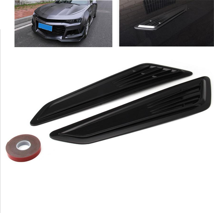 2 Pcs Glossy Black Car Hood Vent Louver Scoop Cover Intake Cooling Panel Trim