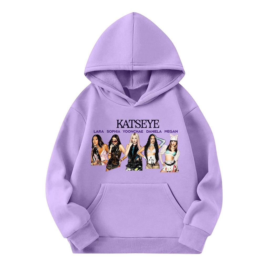 Girls' Long Sleeve Hoodie with Graphic Print and Pockets Casual Pullover Sweatshirt