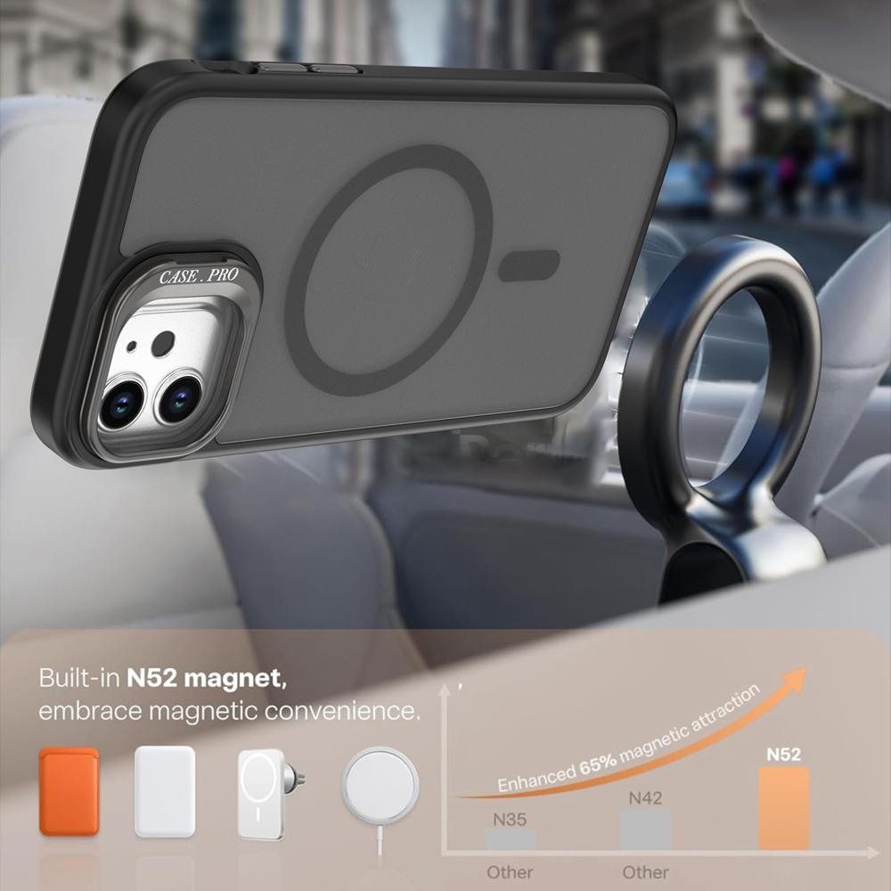 KEYSION Linsenständer Magnetische Handyhülle für MagSafe für iPhone 11 12 Pro Max 11 Pro Matt Durchscheinend Stoßfeste Rückseite