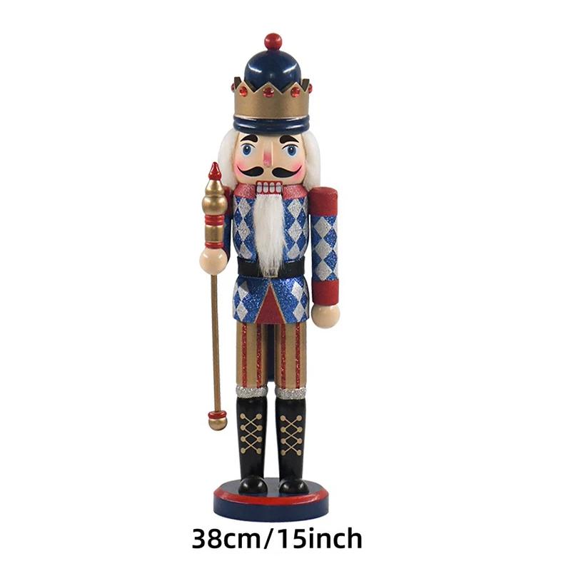 

38cm Handmade Wooden Nutcracker Soldiers, Festive Holiday Decor & Christmas Gift Idea, Collectible Tabletop Ornament
