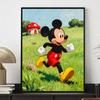 Disney diamond painting kit, Mickey Mouse running through a green field, for living room, bedroom, study and other interior space decoration