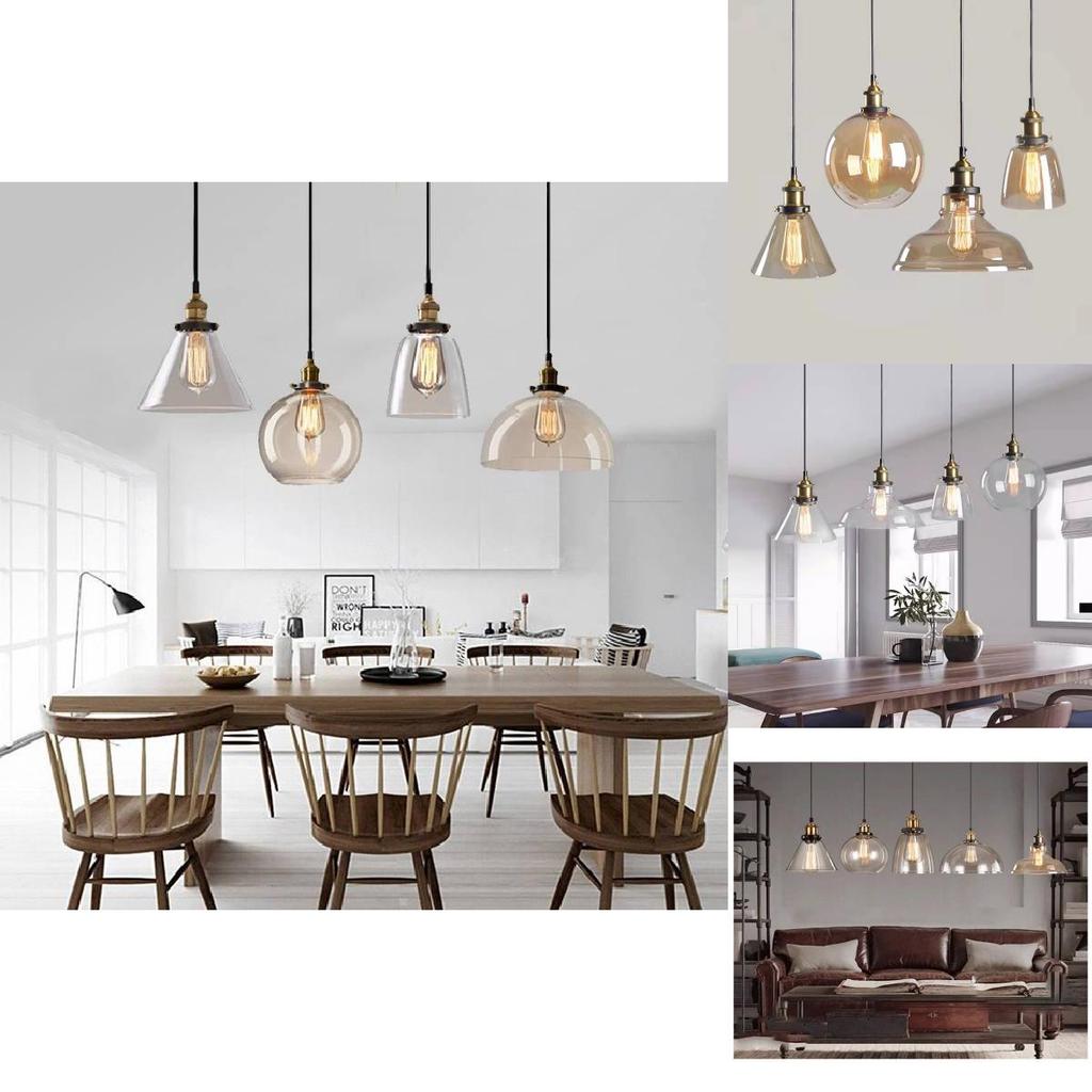 Elegant Retro Glass Pendant Light Fixture With Adjustable Height For Restaurants And Bars