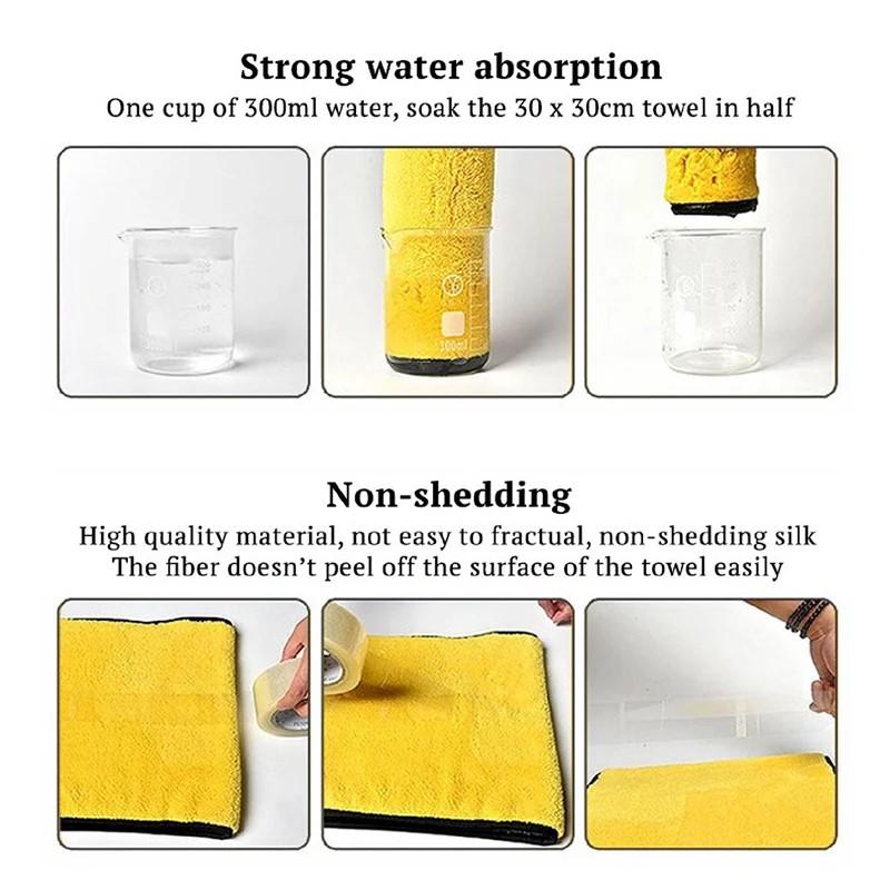 Double Sides Car Microfiber Cloths Super Absorbent Washing Drying Cleaning Towels Auto Detailing Towel Rags Clean Tool