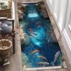 Premium 2D Koi Fish Runner Rug Set Waterfall Pond Print NonSlip Floor Mat for Entryway Hallway Living Room Zen Home Decor