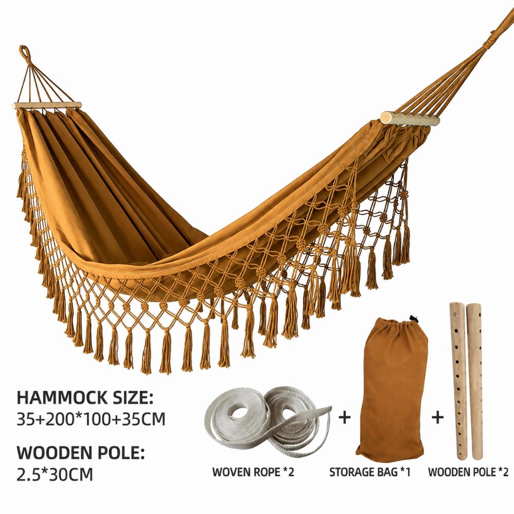 Tassel Camping Hammock Bohemian Style Garden Swing Hammock Durable Double Hammock  Balcony