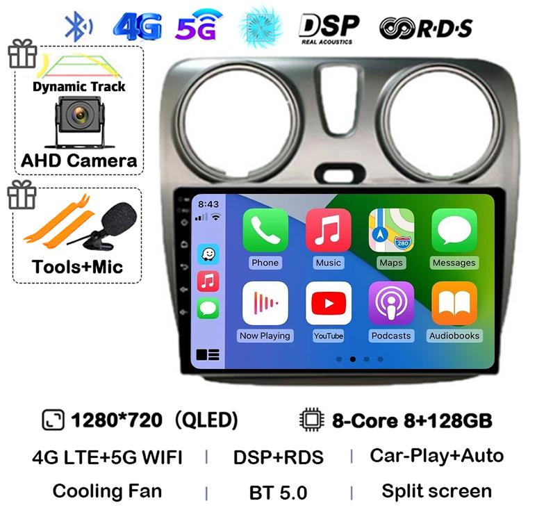 Android 14 Auto Carplay Car Radio For Renault Lodgy Dacia Dokker 2012 - 2020 Multimedia Video Player Navigation GPS 360 Camera