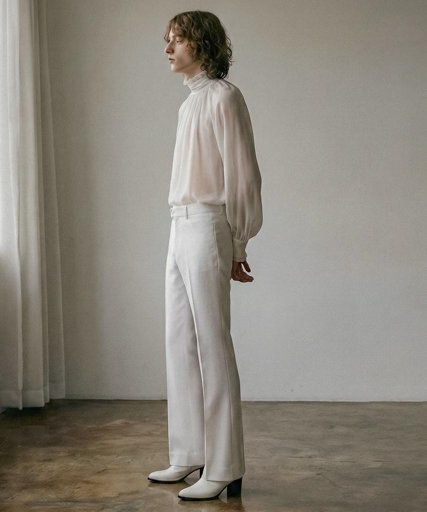 UNTAGE Wool Flare Trousers[White(Unisex)]_Uth-Fp03