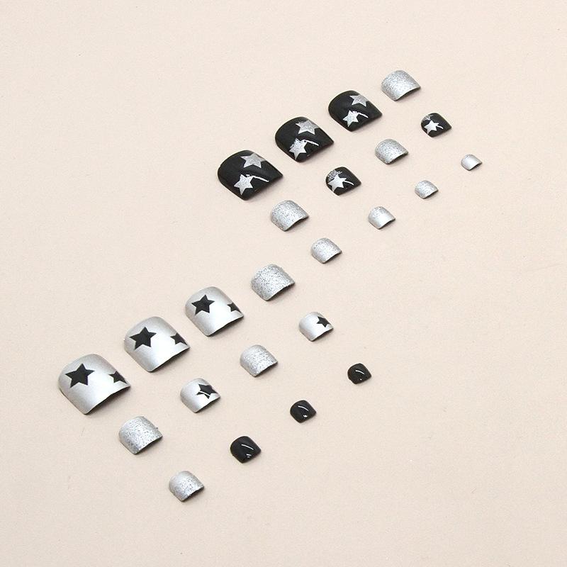 24 Pezzi Stelle Bianche, Dolci, Cool e Scintillanti, Manicure Ind da Spice Girl per Unghie dei Piedi Indossabili, Unghia Falsa, Speciale Pellicola per Unghie per Piede