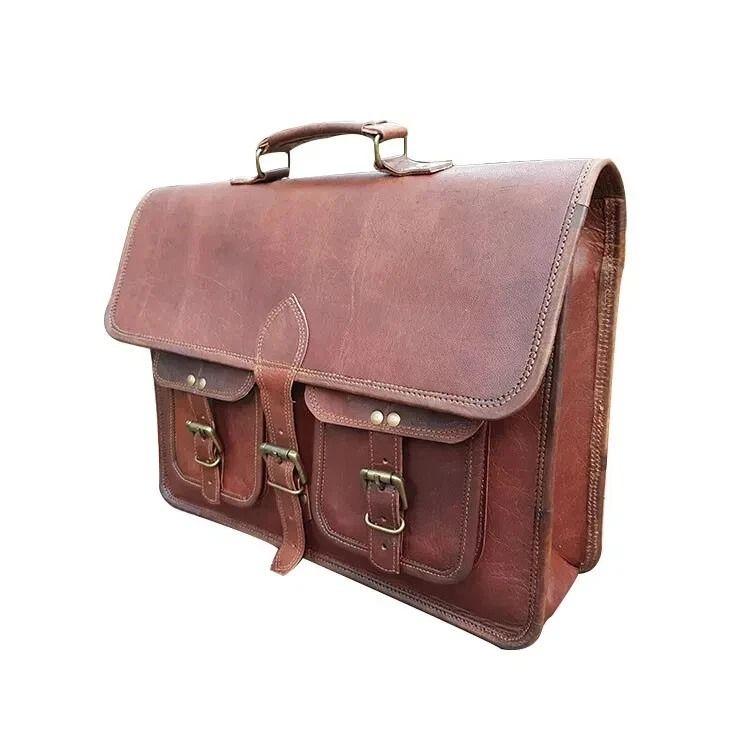 Leder Vintage Laptop Messenger Tasche Aktentasche Echte Aktentasche Schulter Herren