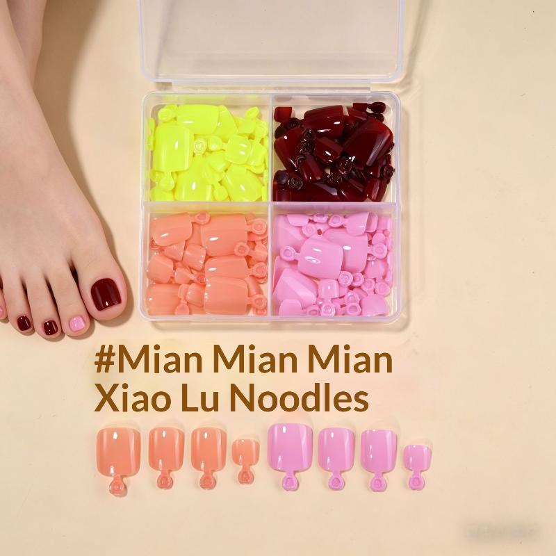 Full Cover Short Press On Toe Nails 96Pcs/Box Red High Saturation Fake Toe Nails for Home DIY Salon Foot Nail Decor