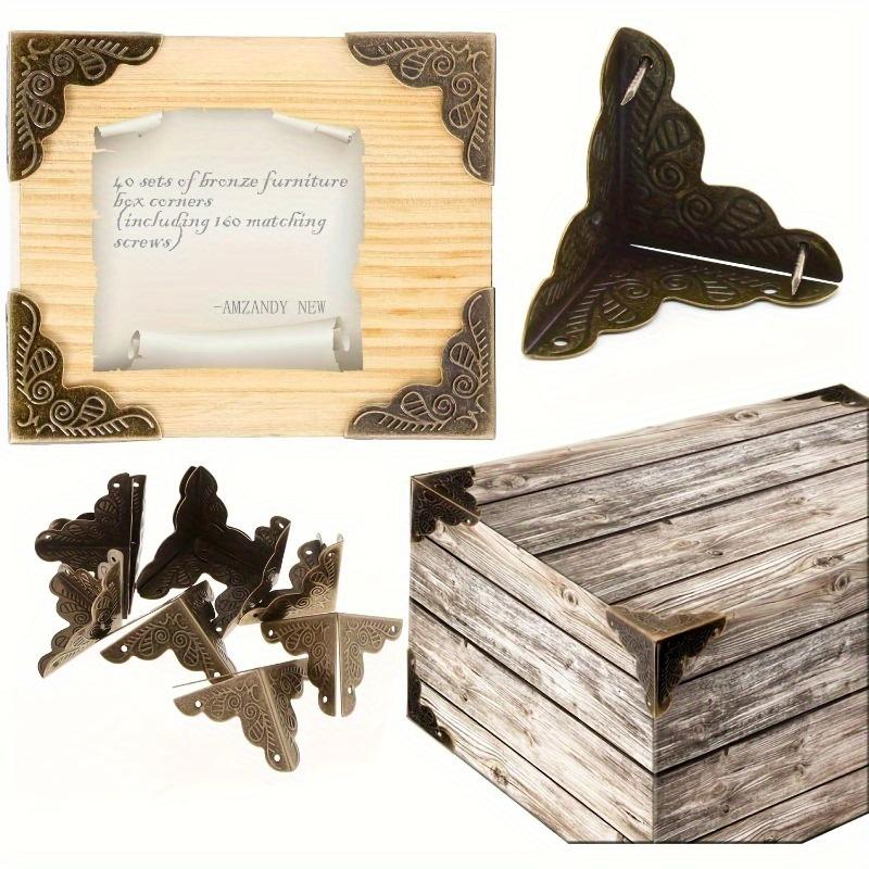20pcs Antique Bronze Metal Corner Protectors,Latex-Free,Elegant Edge Guards for Boxes,Furniture,Shelves,Tables-Vintage Finish