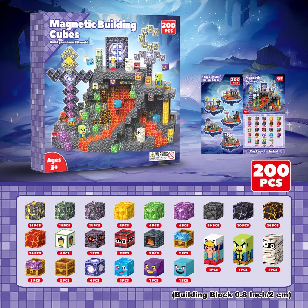 Cross MC Minecraft Magnetic Cube Puzzle: Educational Magnetic Blocks for Kids