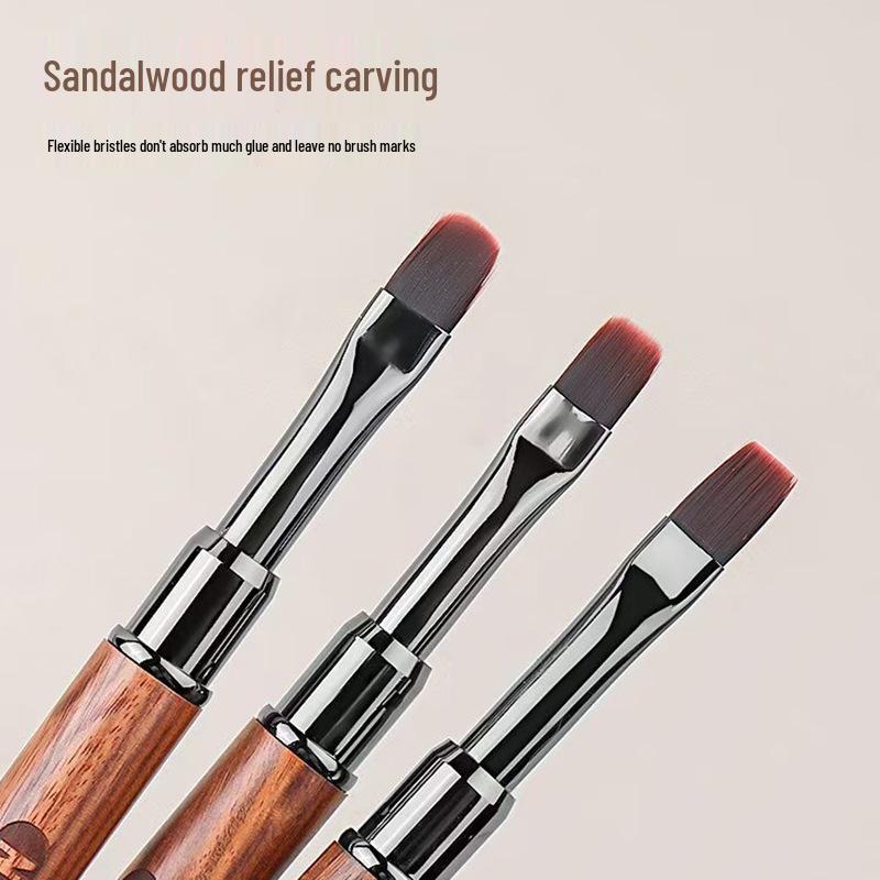 Japanese Sandalwood Nail Art Brush Set: Includes Round, Square, Triangle Brushes & Gel Brush, Ideal for Nail Salons