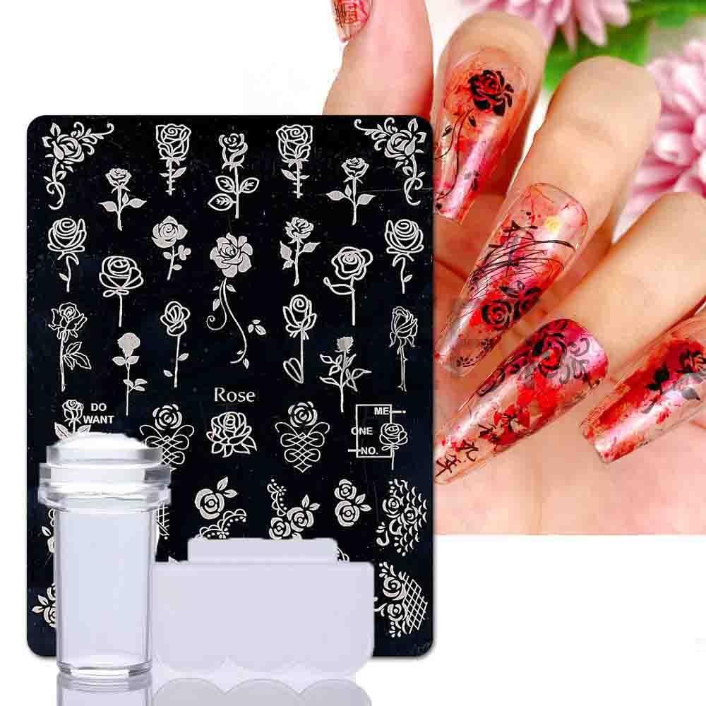 2Pcs/Set Nails Art Stamp Christmas Stainless Steel Stencils Nail Printing Image Manicure Stamping Tools