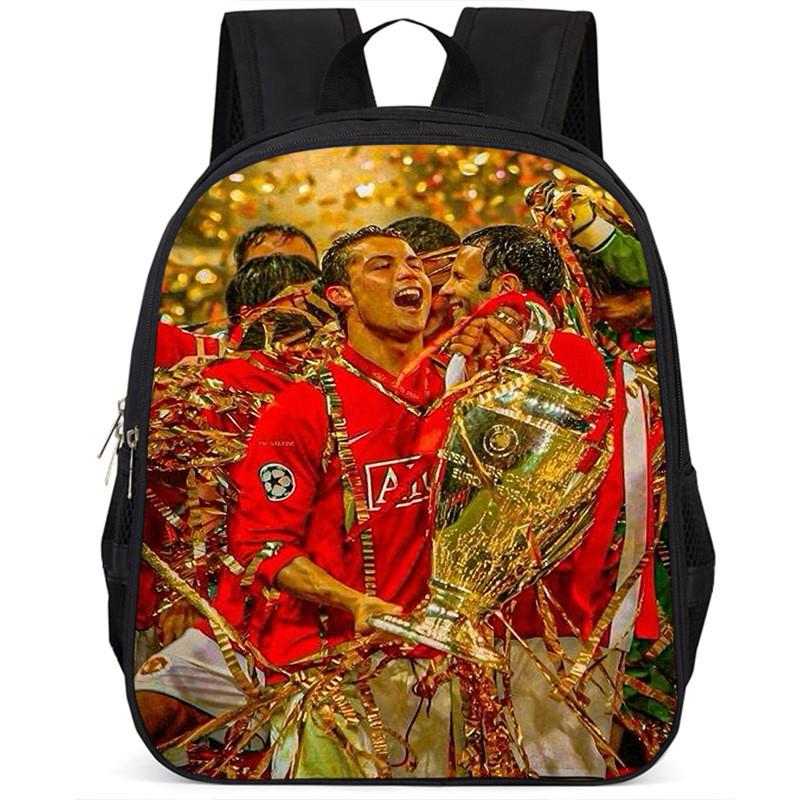 Spacious 15 Inch Cristiano Ronaldo School Backpack For Kids Lightweight Oxford Fabric