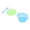 Toddler SelfFeeding Bowl Silicone Suction Bowls Plastic Baby Food Bowl with Lid Spoon(Green )