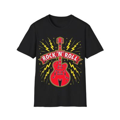 Rock'n'Roll Gitarre T-Shirt, Rockmusik Fan T-Shirt, Unisex Regular Fit Oberteil
